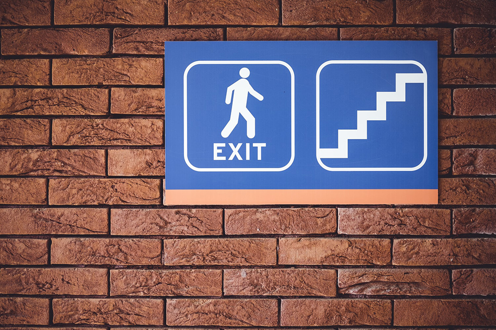 Exit directional signs for business