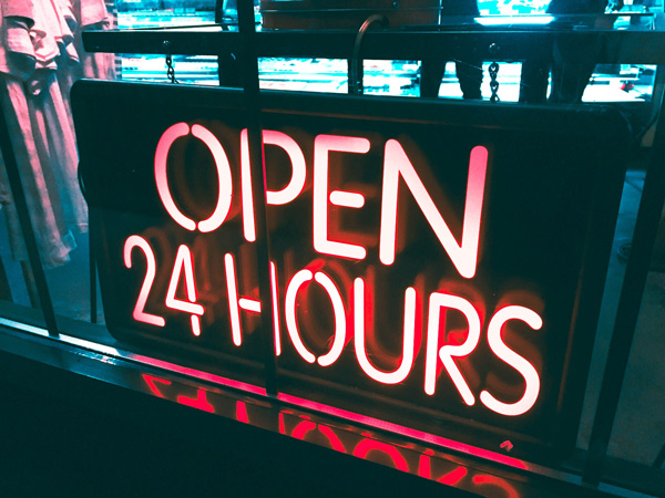 Open 24 Hours Custom LED Neon Signs in California