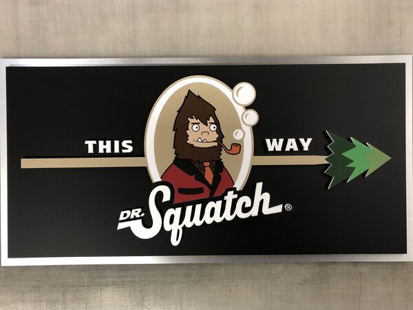 Creative Wayfinding Signs for Dr. Squatch 