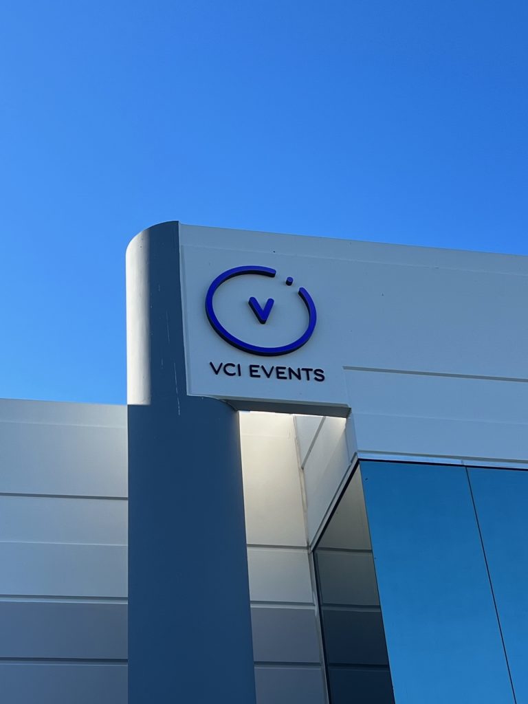 Custom Outdoor Building Signs VCI EVENTS in Orange County, CA