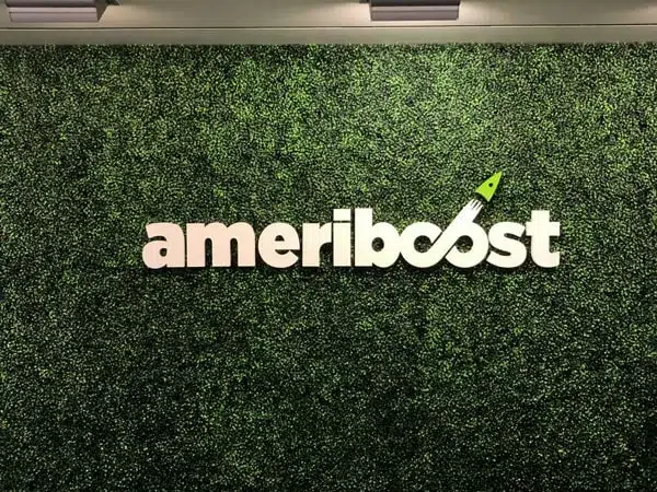 Custom Made Lobby Signs for Ameriboost by VizComm Signs and Graphics in Fountain Valley, CA