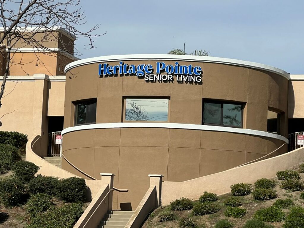 Exterior dimensional letter building sign with raised lettering in CA.